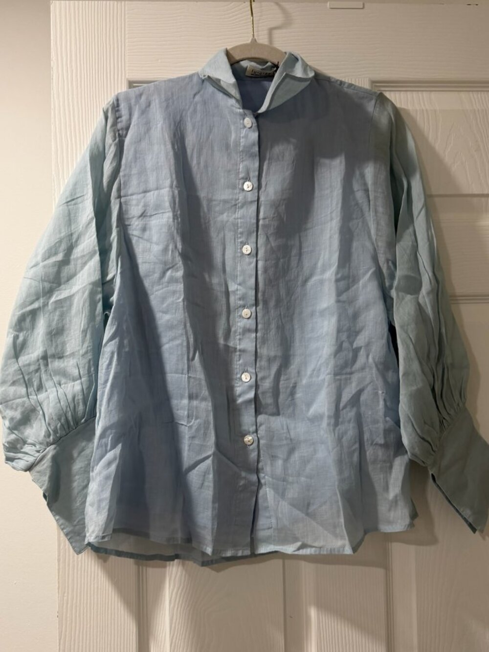 Lu-Ciee Light Blue Ramie-Cotton Shirt Size M